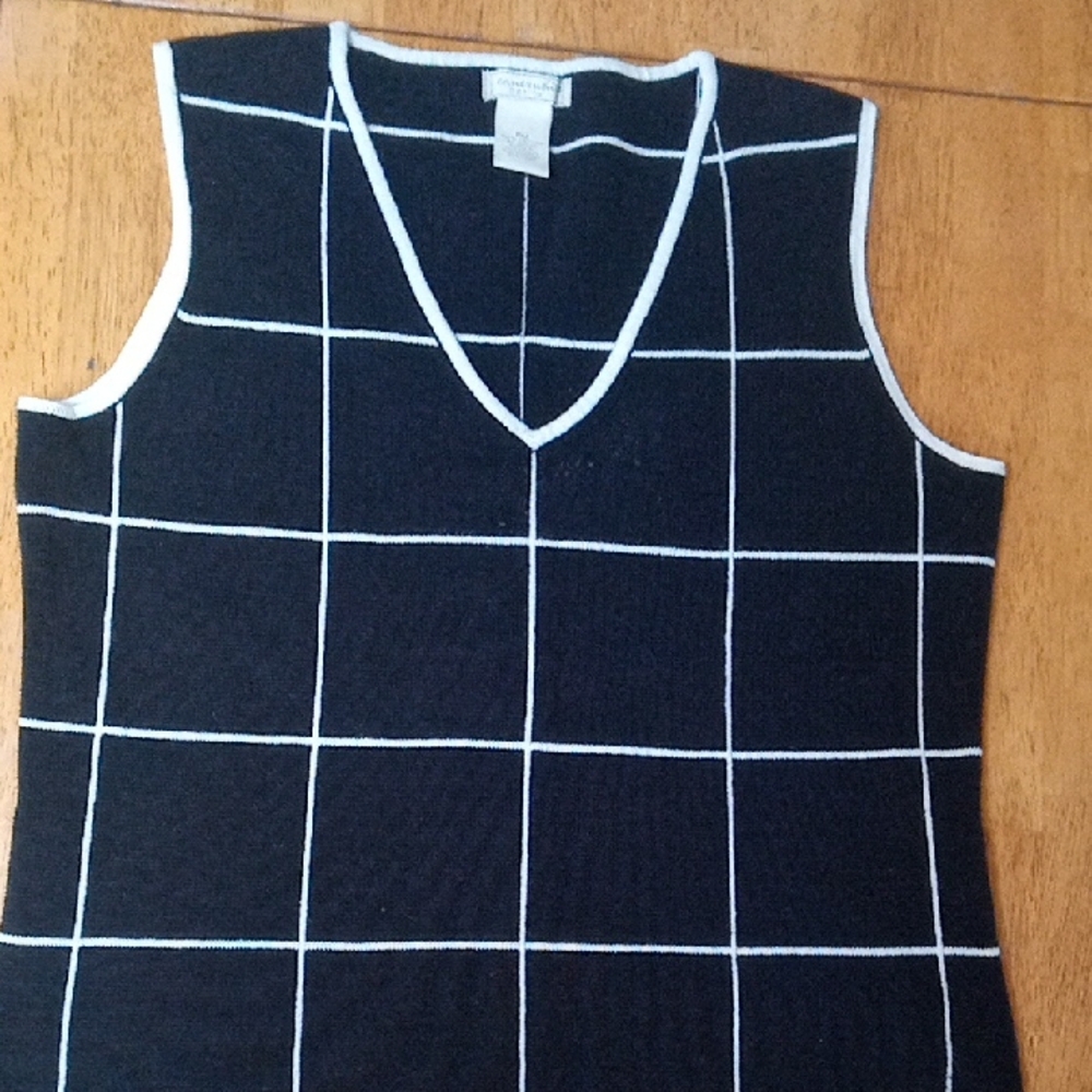 Black and White V-Neck Sweater